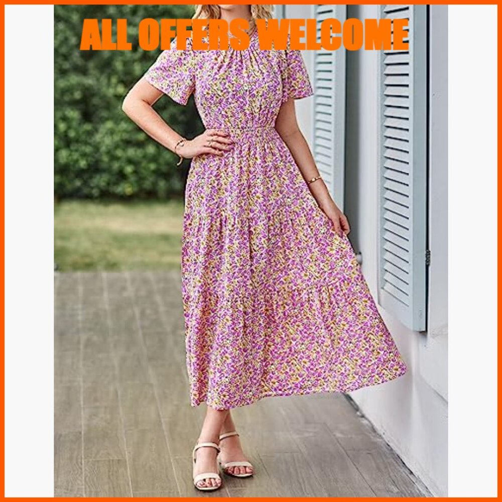 Polyester Elastane Flutter Sleeve Smocked Waist T… - image 3